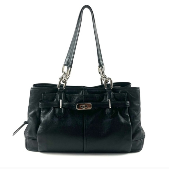 Vintage Coach Chelsea Jayden Black Leather Carryall Shoulder Bag
